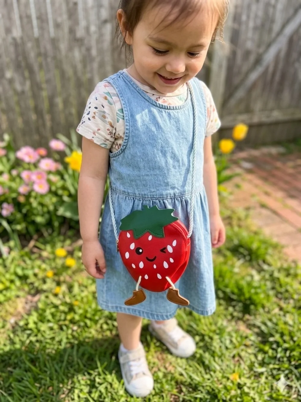 Girls Strawberry Shaped Mini Crossbody Bag Novelty Fruit Purse